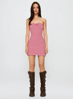 Immy Strapless Rib Mini Dress Red Stripe