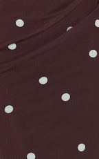 Criselda Maxi Dress - One Shoulder Maxi Dress in Chocolate Polkadot