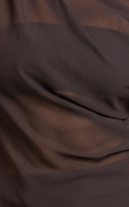 Milla Top - Georgette Asymmetric Draped Top in Chocolate