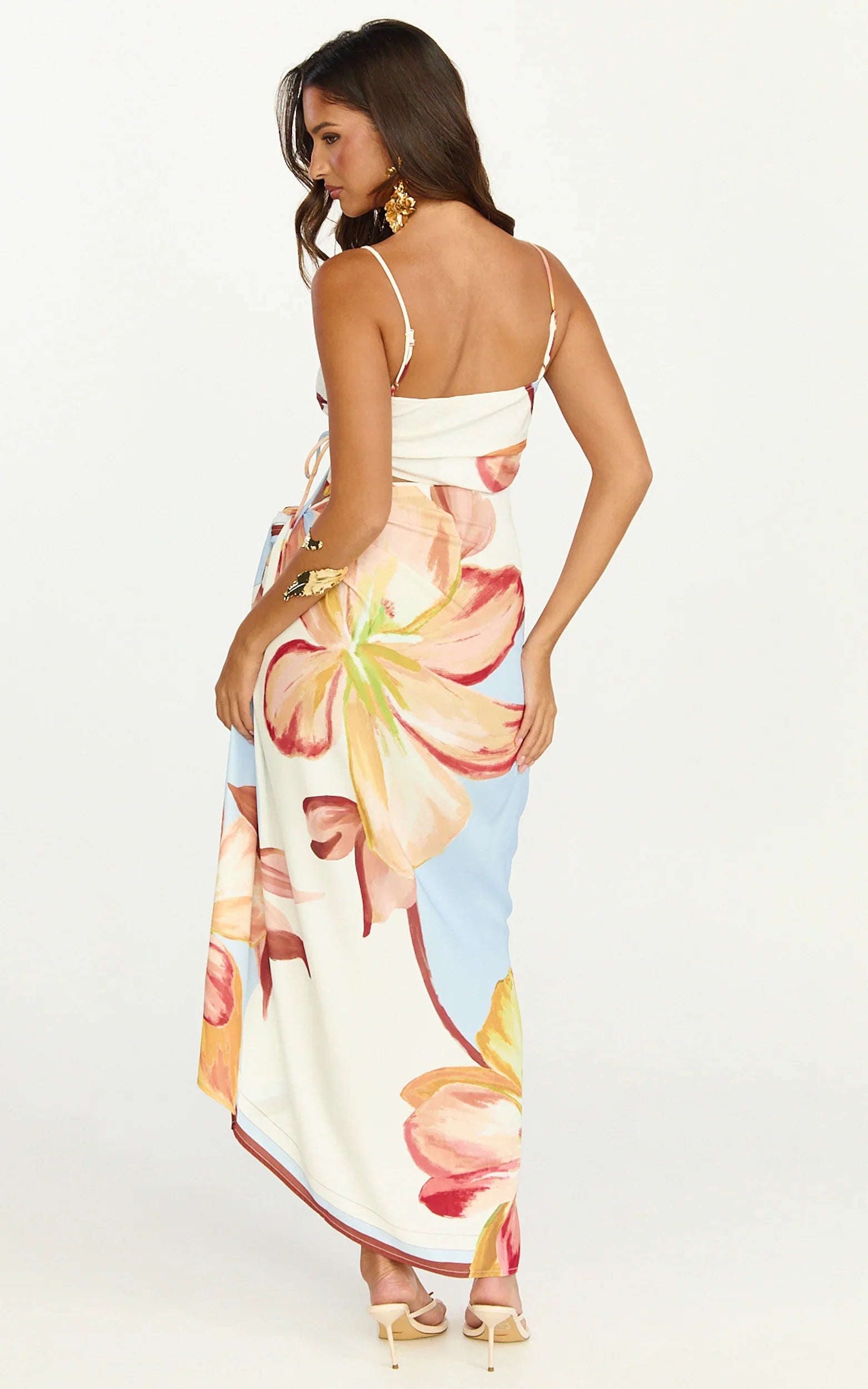 Robyn Midi Dress - Square Neck Side Ruched Cut Out Dress in Cornflower Blue