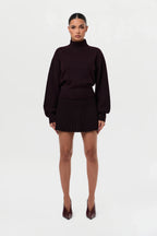 Pleated Knit Sweater Mini Skirt