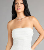 Lena Strapless Bodycon Beaded Mesh Mini Dress