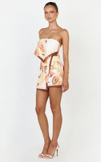 Robyn Top - Bandana Tie Back Top in Yellow Retro Flower Border Print