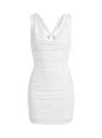 Brigetta Cowl Neck Mini Dress White