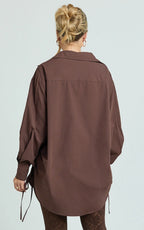 Kalpena Shirt - Ruched Side Oversized Shirt in Chocolate