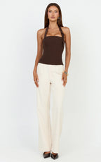 Tyler Top - Adjustable Halter Fitted Top in Chocolate