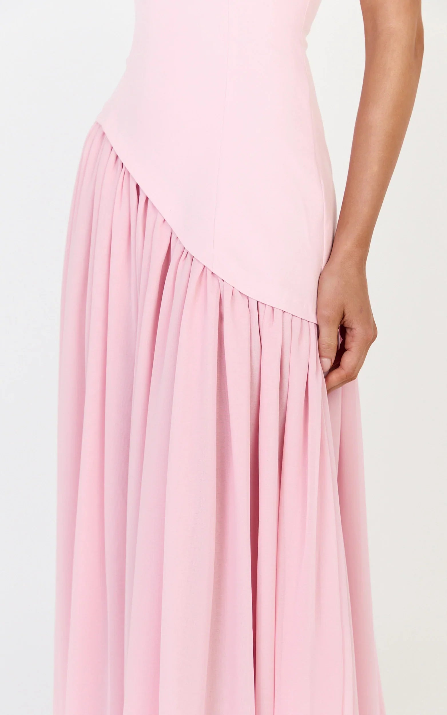 Calla Maxi Dress - Halter Neck Asymmetric Dropped Waist Dress in Pink