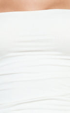 Seraphina Top - Square Neck Gathered Waist Top in Off White