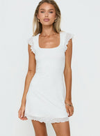 Auroraah Frill Mini Dress White