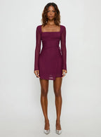 Martinez Long Sleeve Mini Dress Plum
