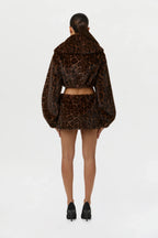 Faux Fur Leopard Mini Skirt