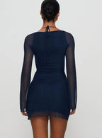 Bilbao Long Sleeve Mini Dress Navy