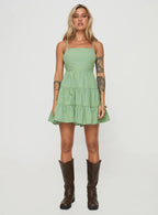 Summer Break Mini Dress Sage