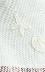 Alodia Maxi Dress - Sheer Crochet Knit With Crochet Seashells And Keyhole Dress in Off White