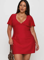 Florie Corset Mini Dress Red Curve
