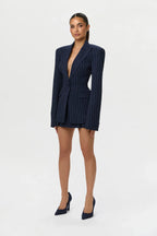 Pinstripe Suiting Pleated Mini Skirt