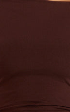 Primrose Mini Dress - Slash Neck Long Sleeve A Line Dress in Chocolate
