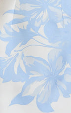 Emme Mini Dress - Strapless Jacquard Placement Floral A Line Dress in Blue