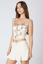 Puff Sleeve Satin Corset