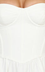 Seren Midi Dress - Corset Bodice Fit And Flare Dress in White