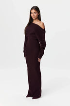 Knit Off-Shoulder Sweater Maxi Dress