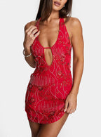 Telenova Halter Mini Dress Red