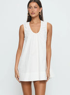 Eberta Ruched Baby Doll Mini Dress White