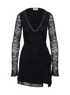 Airabella Long Sleeve Lace Mini Dress Black
