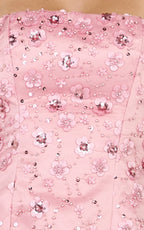 Leona Mini Dress - Strapless Sequin Tulip Dress in Pink