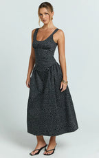 Lioness - Luna Rosa Midi Dress - In Noir Polka