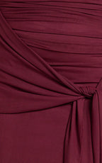 Nicolette Maxi Dress - Cape Sleeve Off Shoulder Dress in Wine