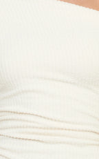 Veda Maxi Dress - Asymmetric One Shoulder Ruched Maxi Dress in Cream
