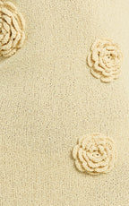 Elodie Maxi Dress - Halter 3D Floral Knit Dress in Lemon