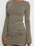 Bryanna Long Sleeve Mini Dress Yellow / Navy