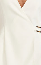 Xena Mini Dress - Mock Wrap Buckle Dress in White
