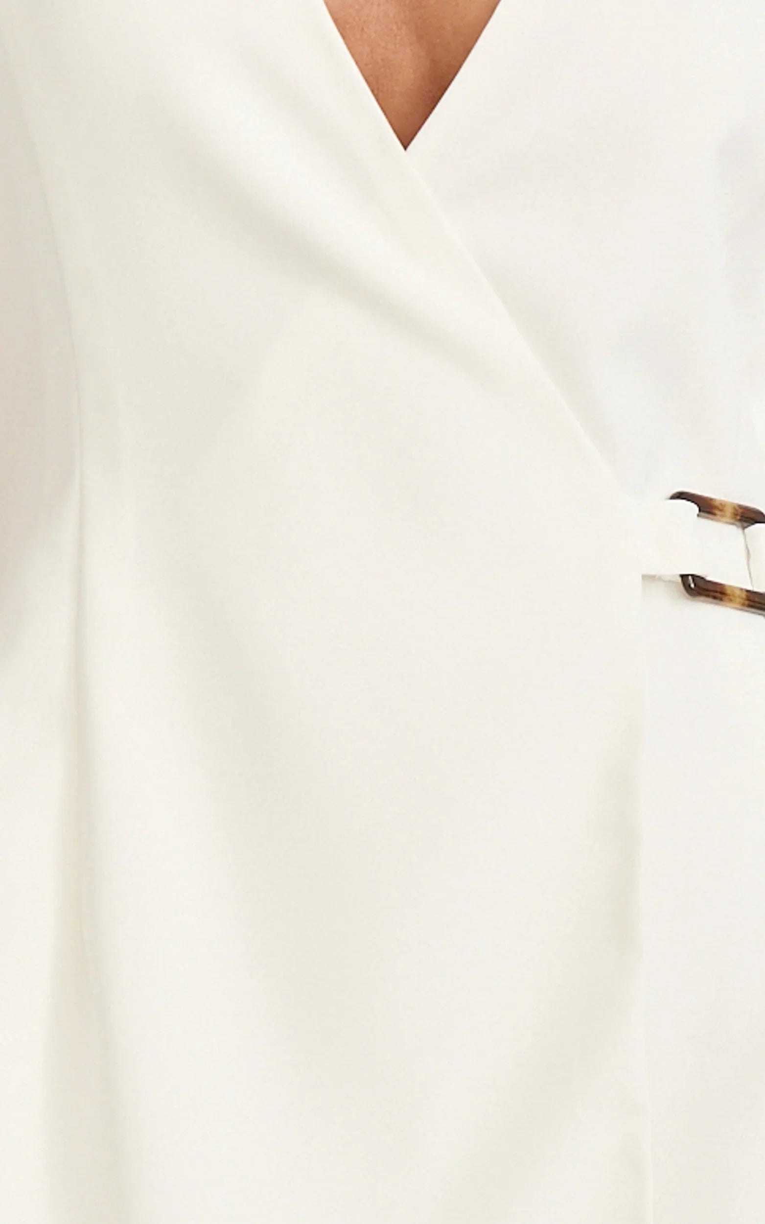 Xena Mini Dress - Mock Wrap Buckle Dress in White