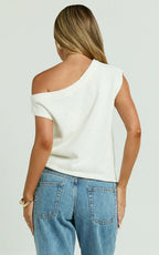 Marilou Top - Knit Off Shoulder Top in White