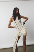 Wrap Mesh Mini Dress | Ivory Polka