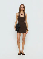 Micka Scoop Mini Dress Brown
