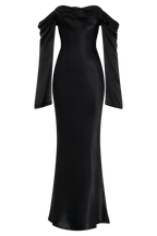 Giselle Off Shoulder Cowl Neck Maxi Dress - Black