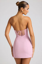 Strapless A-Line Mini Dress in Soft Pink