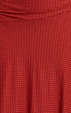 Perla Midi Dress - Off The Shoulder Sleeve Drop Waist Dress in Red