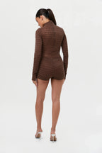 Velvet Mesh Chevron Hot Pants