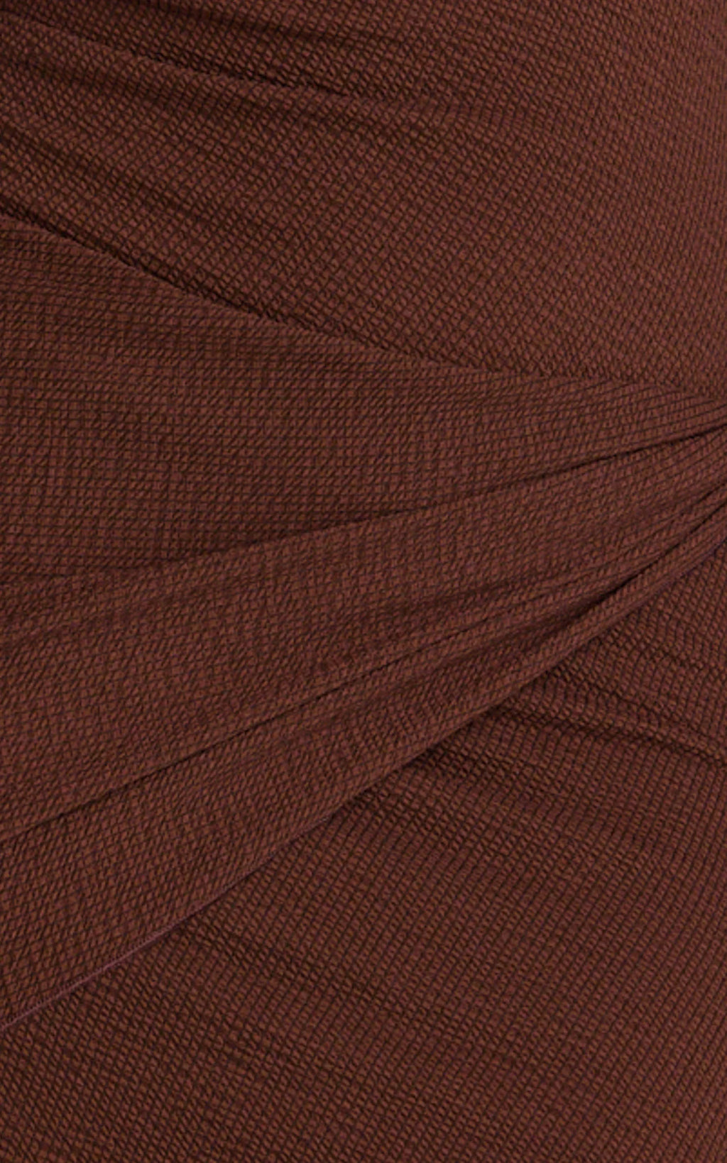 Noah Mini Dress - Off Shoulder Draped Skirt Jersey Dress in Chocolate