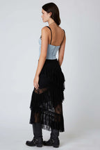 Lace Midi Tiered Skirt