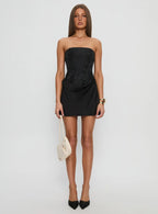 Jenevieve Strapless Drape Mini Dress Black