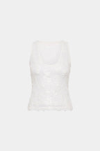Tank Top Mesh | White Sequin