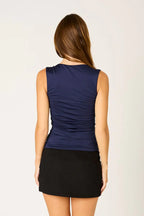 Ruched Square Neck Sleeveless Top