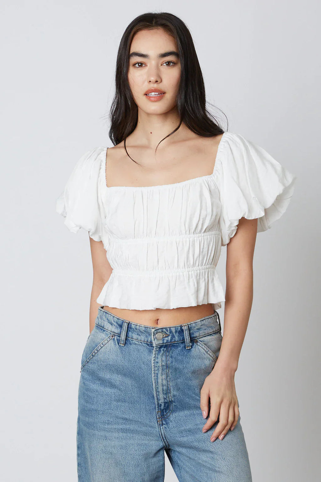 Smocked Puff Sleeve Top