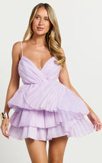 Amalie The Label - Mae Pleated Mini Dress - In Lilac